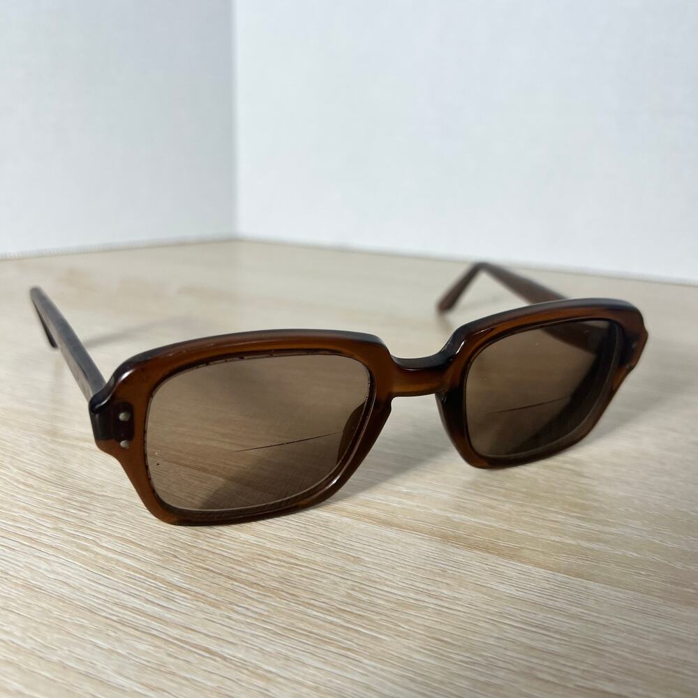 Vintage USS 4 1/2-5 3/4 Eyeglasses Sunglasses Brown Unisex Frame Military 50-22